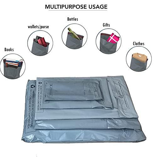 Detalle de MSDS-SOLUTIONZ 125 Grey Plastic Mailing Bags, 5 Assorted Sizes