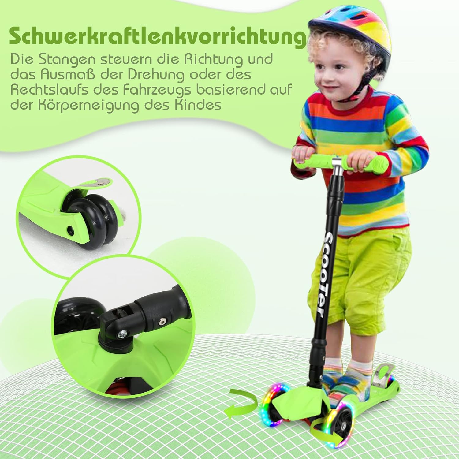 Thumbnail 5 de Sonnewelt monopattino pieghevole per bambini con 3 ruote LED e manubrio regolabile