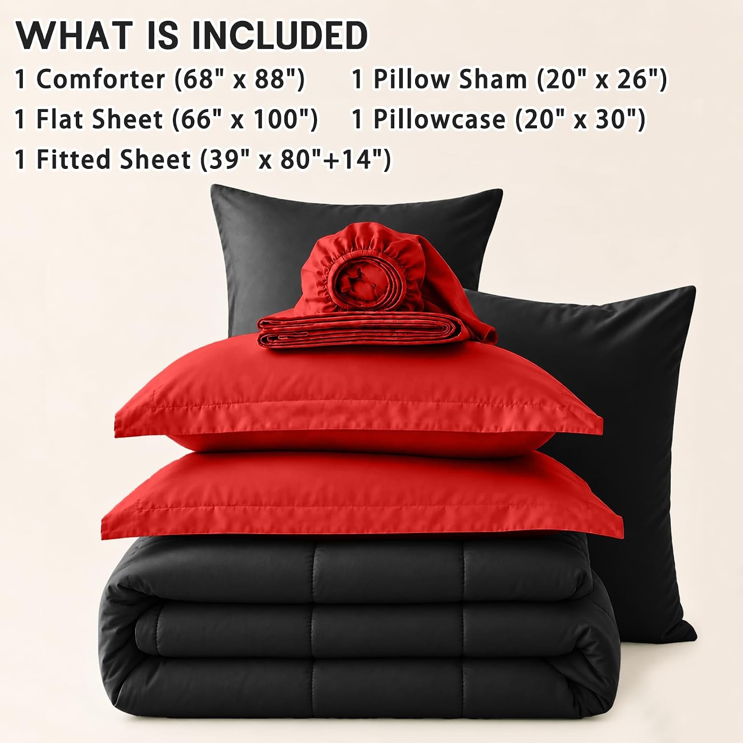 Thumbnail 6 de Anluoer Twin XL Comforter Set (5 Pieces) – Black Bed in a Bag