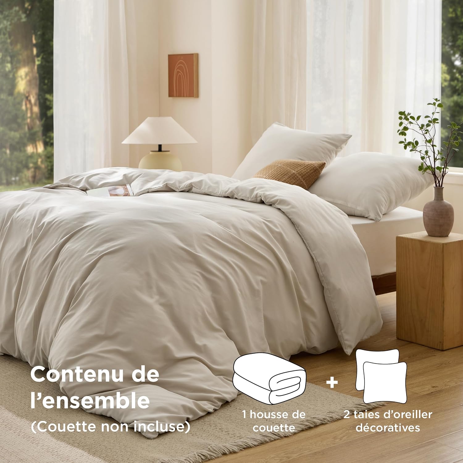 Thumbnail 3 de Bedsure Housse de Couette 240x220 beige