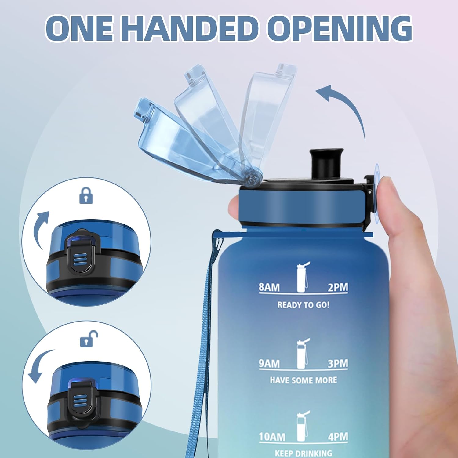 Detalle 2 de Motswedi Borraccia 1500ML motivazionale Blu&Lilla