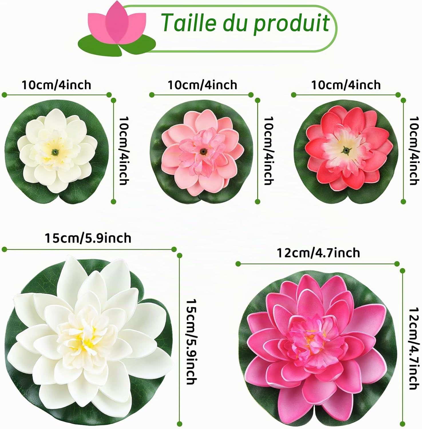 Thumbnail 1 de QUOZUO 1216-QEUQU drijvende kunstmatige lotusbloemen van schuim, set van 10