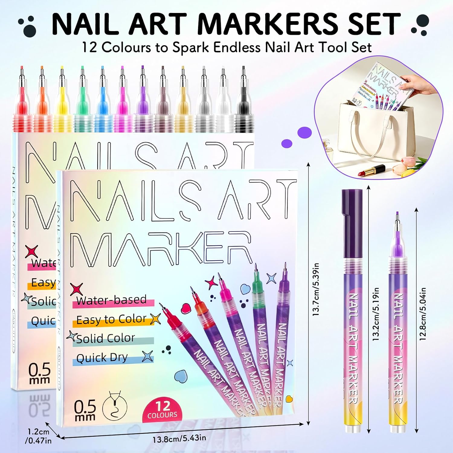 Thumbnail 5 de Set de 12 Stylos Nail Art – Pointe fine 0,5 mm pour dessins précis sur ongles