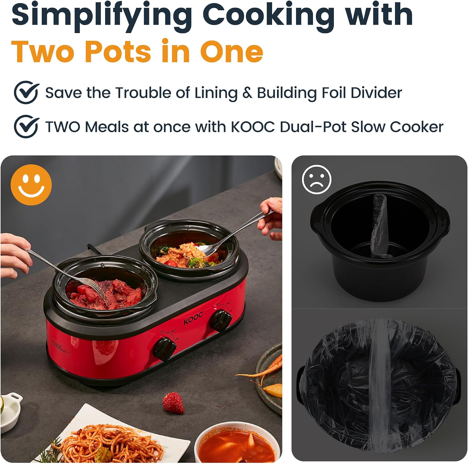 Thumbnail 6 de KOOC Double Slow Cooker, 2.5 Quart