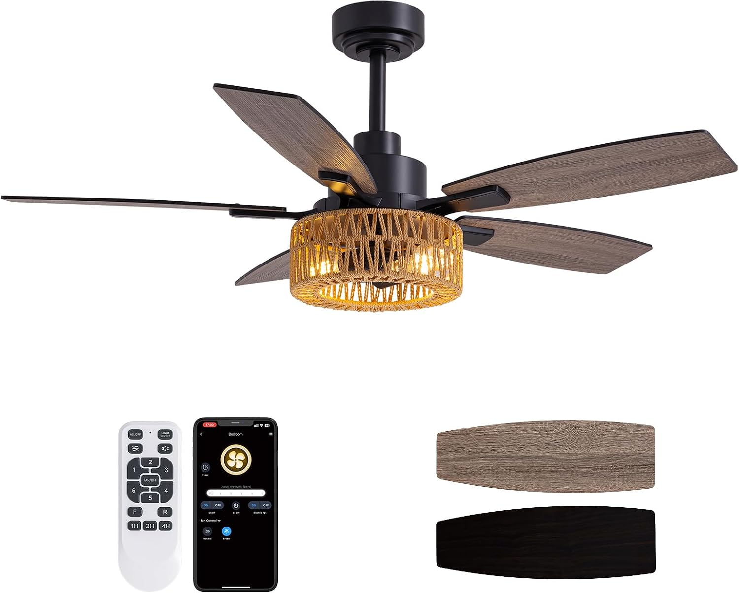 Detalle de LuminFan FS-8916D-46-01 46-Inch Boho Ceiling Fan with Light
