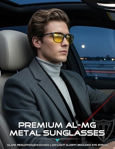 Detalle de ATTCL Hombre Gafas de conducción nocturna Night Vision 8587 (marco Al-Mg, lentes amarillas)