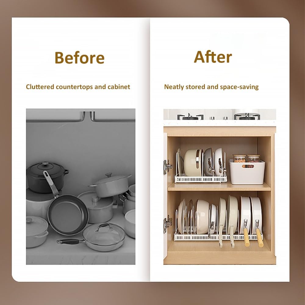 Detalle de WUETOAYA Expandable Pots and Pans Organizer Rack