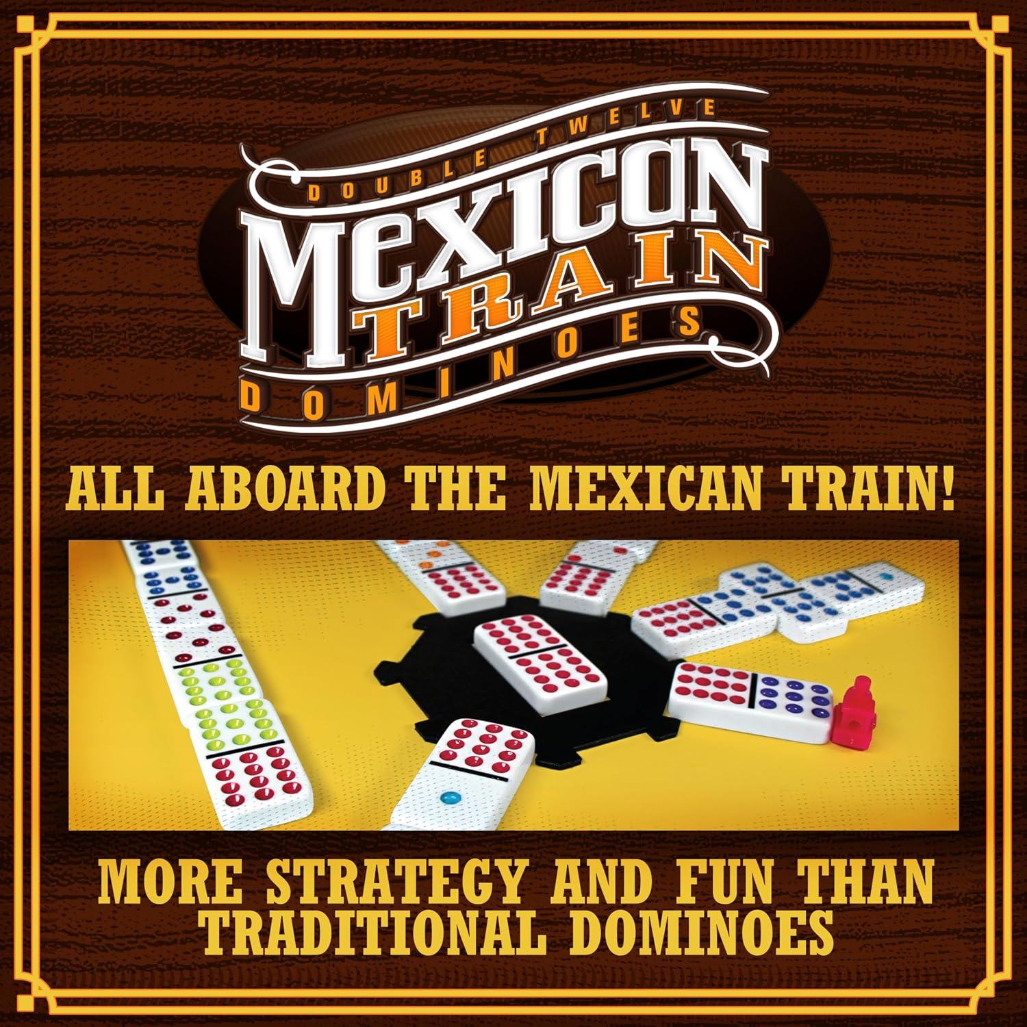 Thumbnail 2 de Goliath Games Mexican Train Dominoes – 91 Dominoes, 8 Train Movers for 1–8 Players