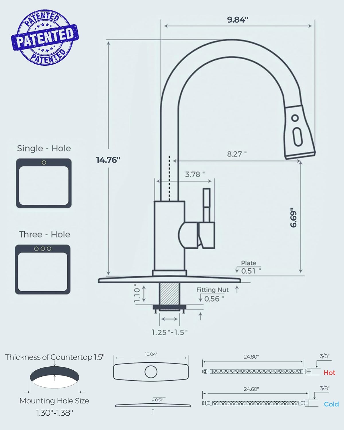 Thumbnail 5 de FORIOUS High-Arc Kitchen Faucet Brushed Nickel 🚰