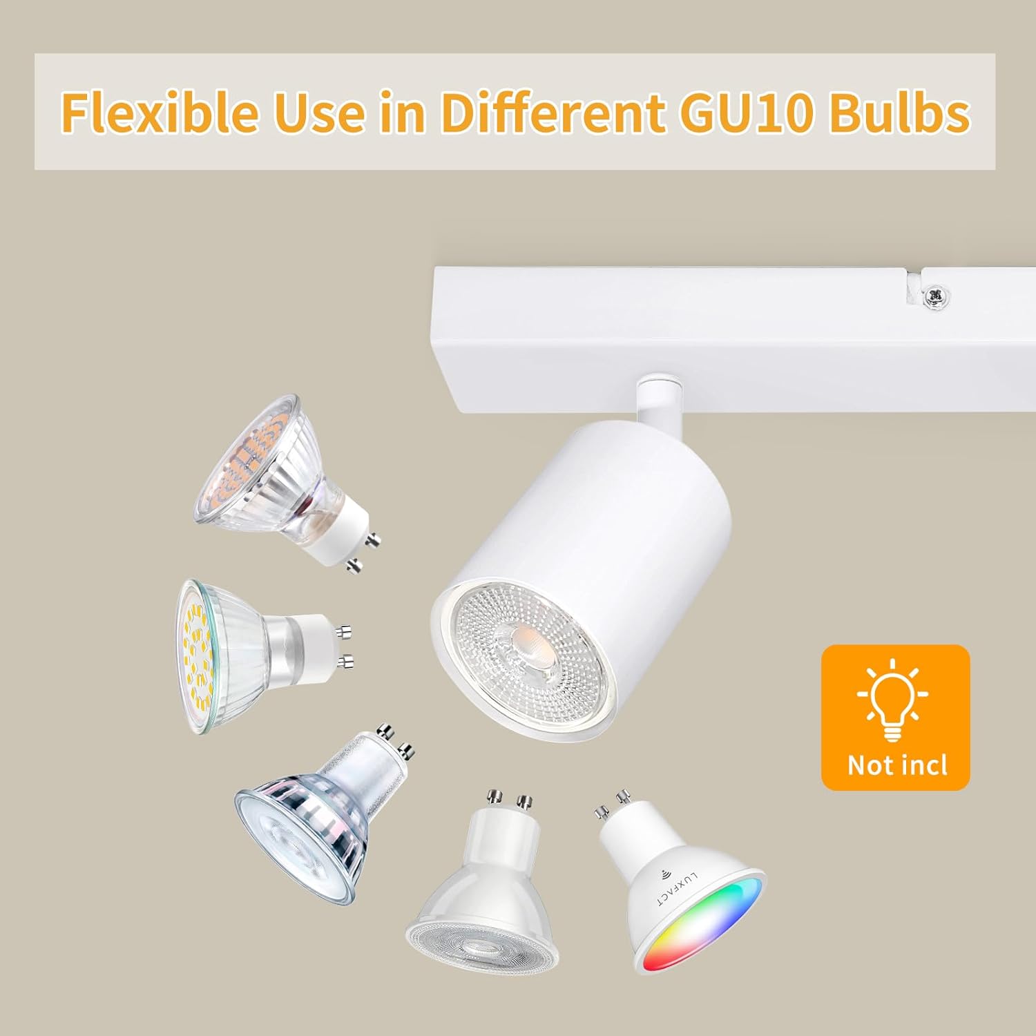 Thumbnail 4 de Dehobo plafonnier orientable à 3 spots blancs mat avec douille GU10 (sans ampoules)