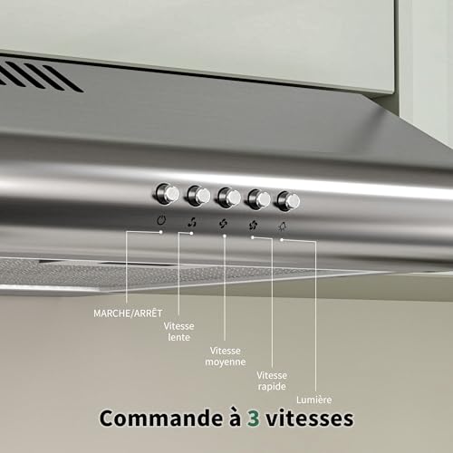 Detalle de FIREGAS A+ Hotte Aspirante 60 cm Sans Évacuation – Argent, moteur brushless