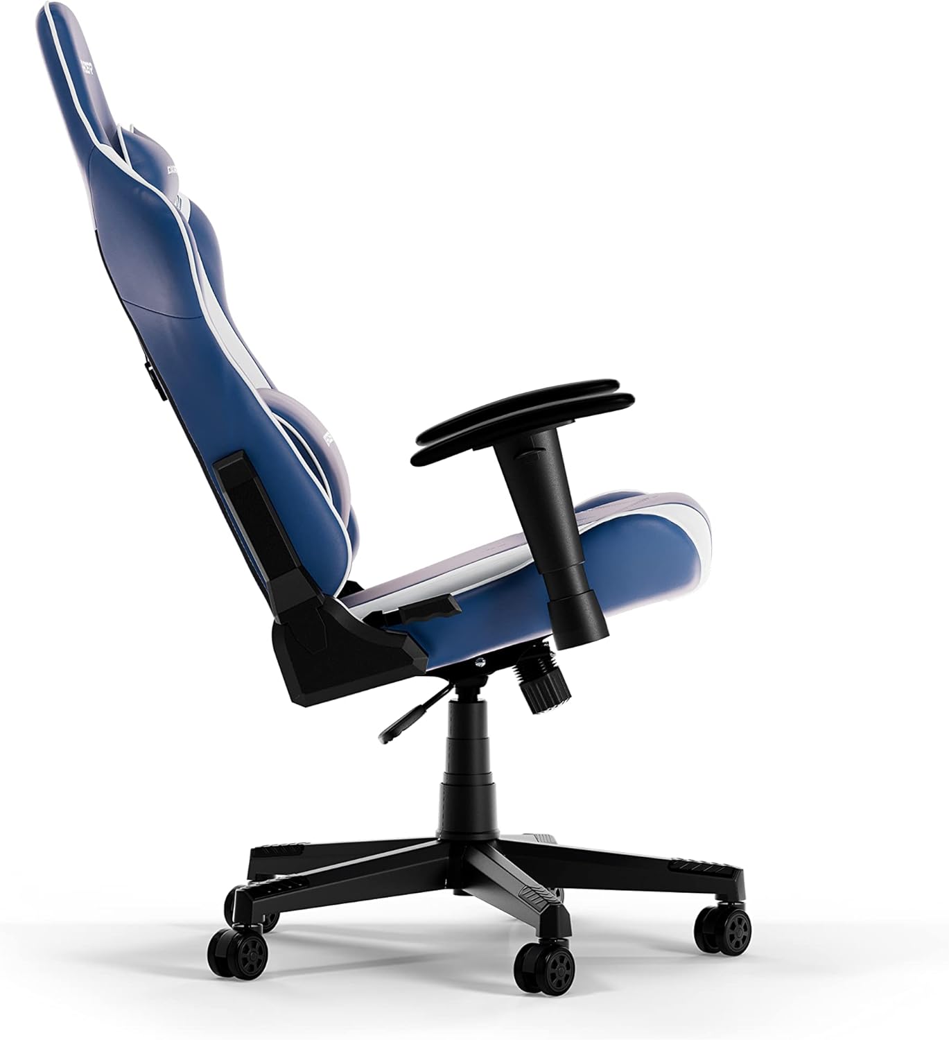 Detalle 2 de DXRacer PRINCE L Bleu & Blanc PVC Cuir – Fauteuil gaming ergonomique, cuir synthétique premium