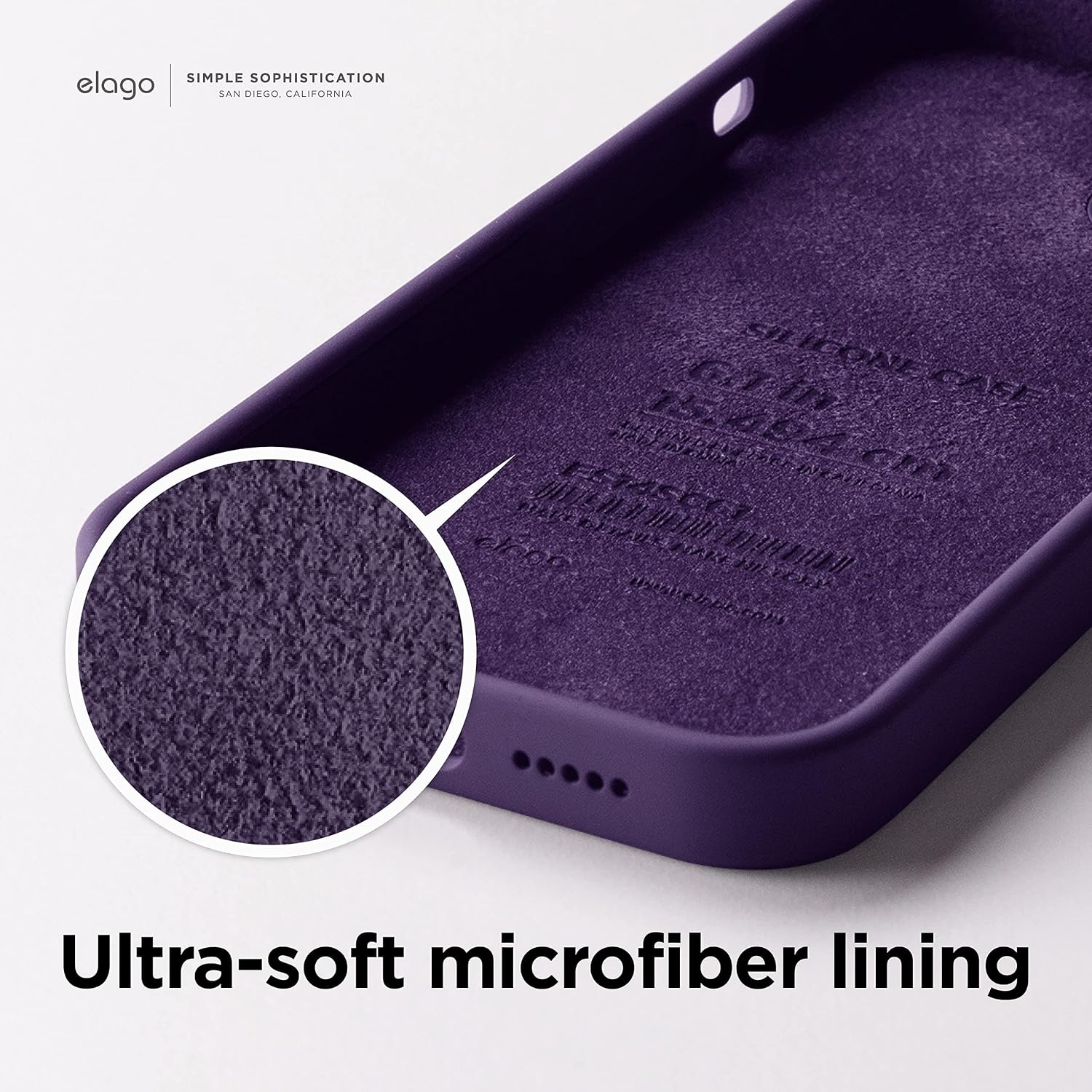 Thumbnail 6 de elago Coque Silicone Liquide pour iPhone 14 Pro (6,1”) – Étui antichoc 4 couches, microfibre douce et protection intégrale (Violet intense)