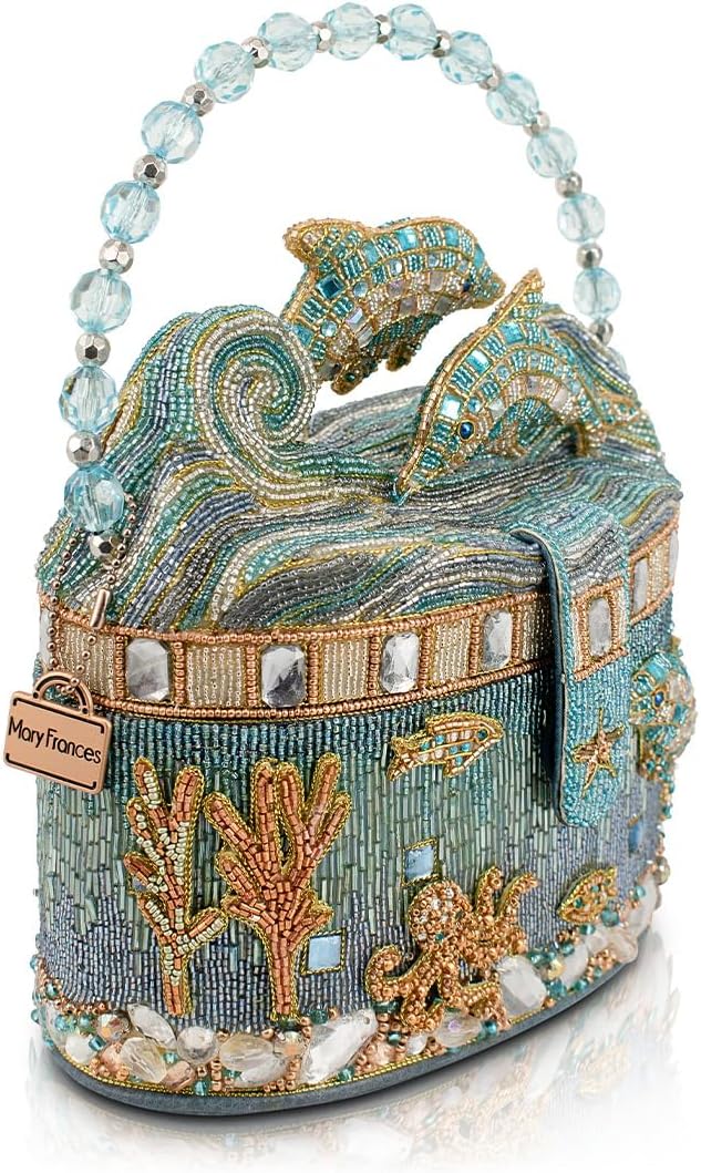 Detalle 2 de Mary Frances Beaded Top-Handle Bag in Blue