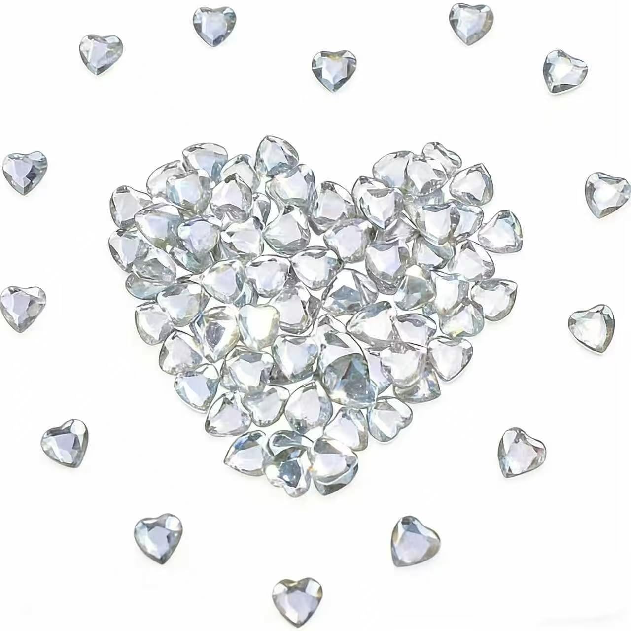 Acryl-Diamant-Herzen (transparent) – 1000 Stück, 10 mm zum Basteln & Dekorieren