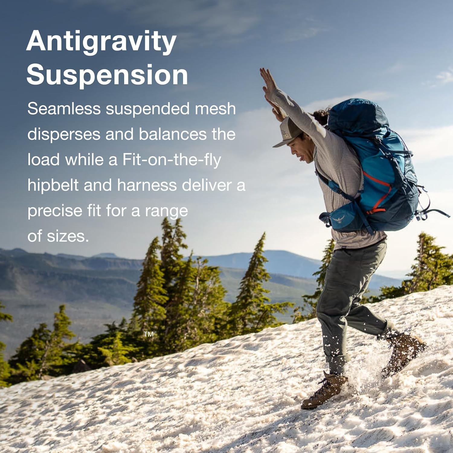 Detalle de Osprey Atmos AG LT 65L Men's Backpacking Backpack (Night Shift/Scoria Blue, L/XL)