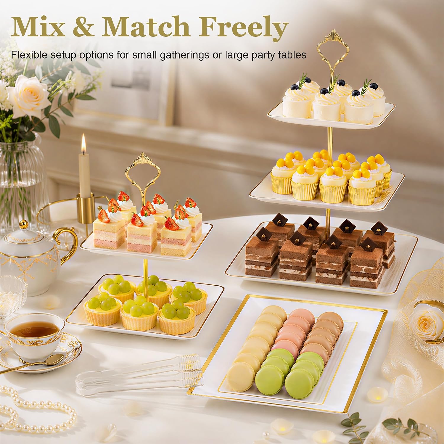 Detalle 2 de Square Dessert Display Set, 3-Tier