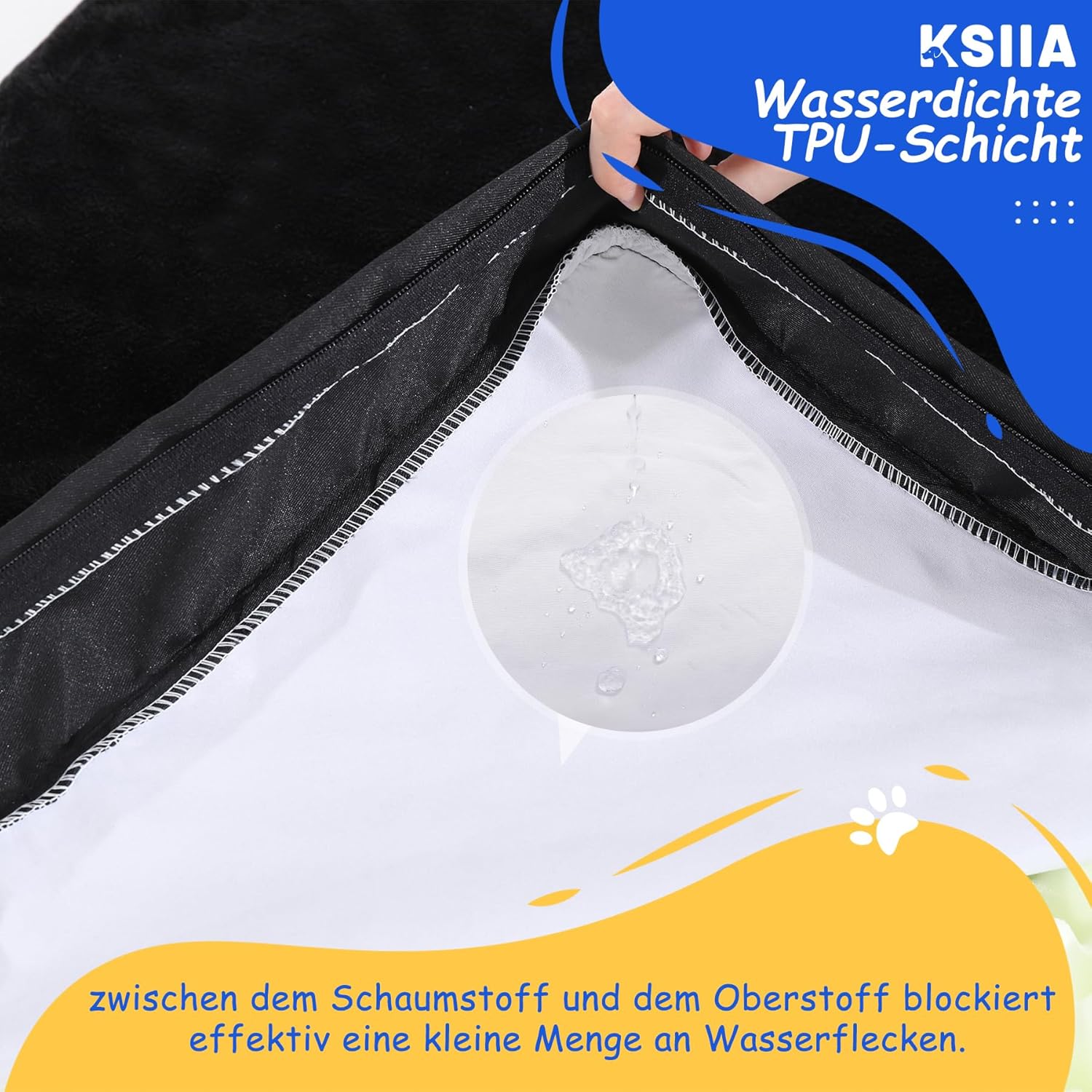 Thumbnail 6 de KSIIA Orthopädisches Hundebett für große Hunde (XXL) 120x75x9 cm – waschbares Kissen mit abnehmbarer Decke