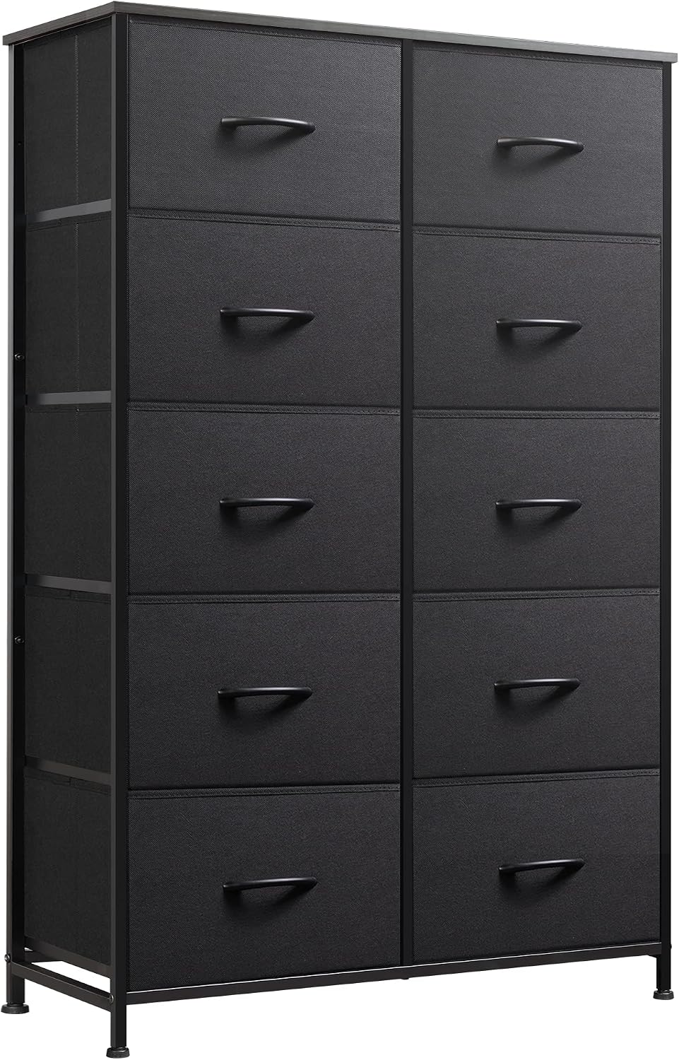 Detalle de WLIVE ASNG059DK 10-Drawer Fabric Dresser with Wood Top and Steel Frame