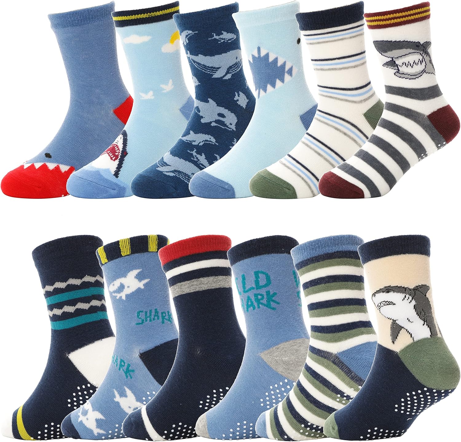 Thumbnail 6 de ANTSANG Stoppersocken für Kinder & Baby-Jungen (Anti-Rutsch, Baumwolle) – 12 Paar