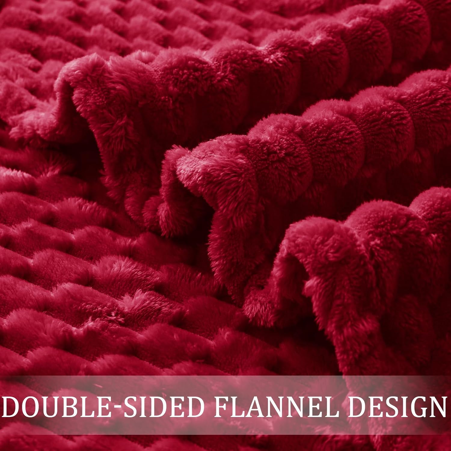 Thumbnail 5 de Exclusivo Mezcla King Size Fleece Blanket (230x265 cm) – deep red plush sofa throw for all seasons