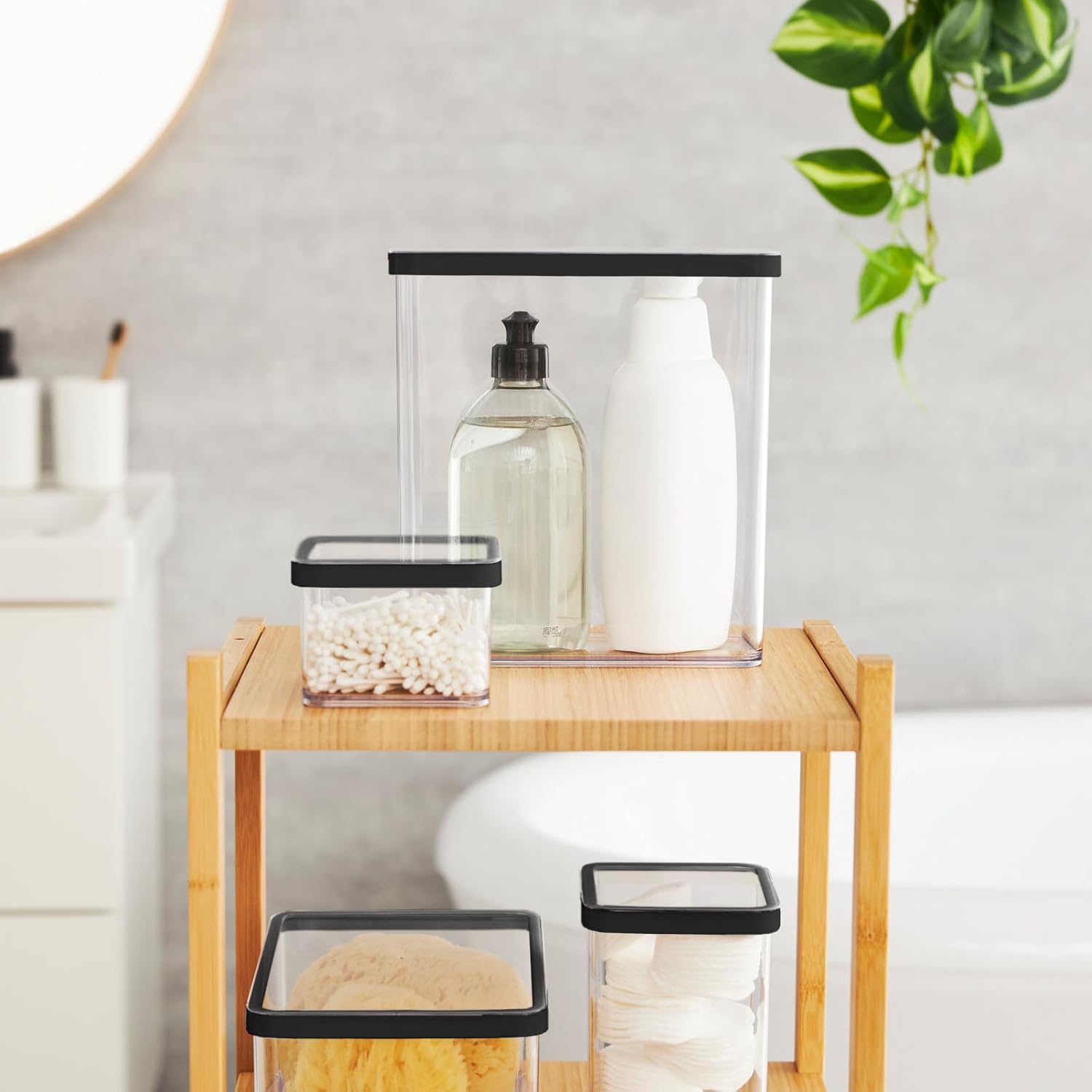 Detalle de Rotho Loft set di contenitori in latta da 10 pezzi con coperchi in plastica PP/SAN senza BPA, nero