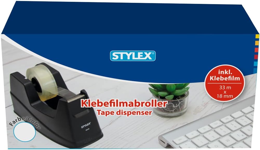 Detalle 2 de Stylex 23288 plakbanddispenser, zwart met antislipbodem en metalen mes