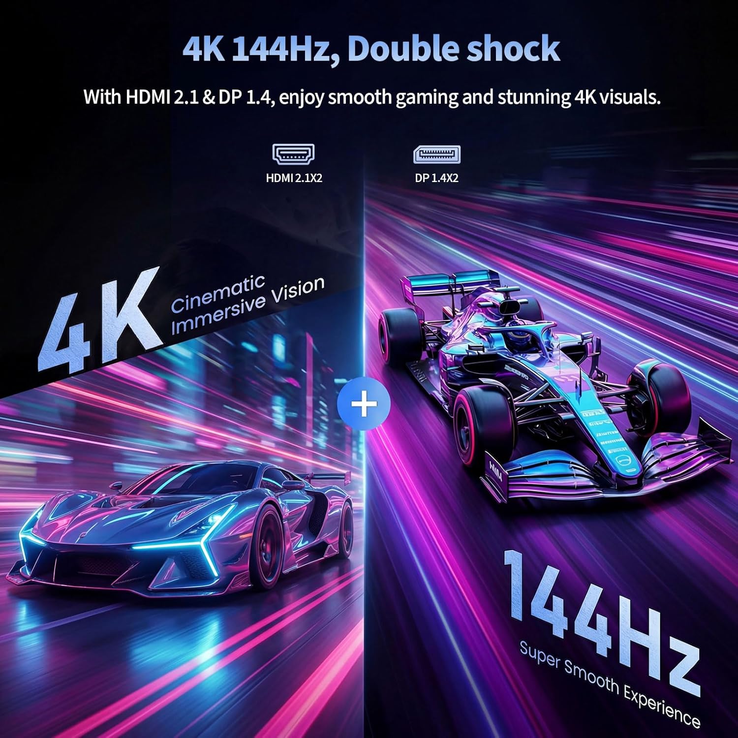 Thumbnail 1 de ZZA 27-Inch 4K Gaming Monitor (UHD 3840×2160, 144Hz) with HDMI 2.1 & DP 1.4