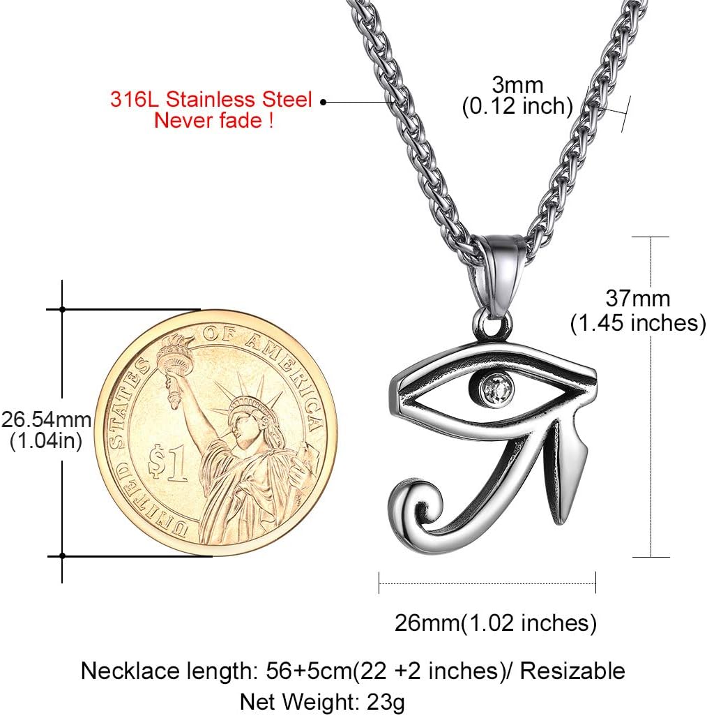 Thumbnail 6 de GoldChic Anhänger aus Edelstahl im ägyptischen Stil – Horusauge & Ankh, 56+5 cm