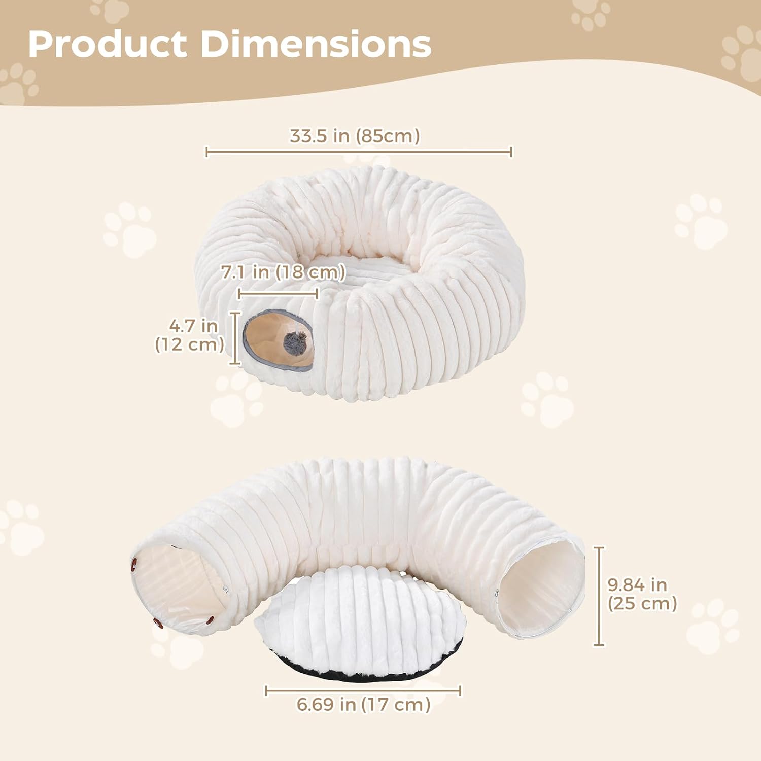 Detalle de Avont Cat Tunnel Bed for Indoor Cats – Plush Donut Tunnel Bed (Large, 10” Diameter)