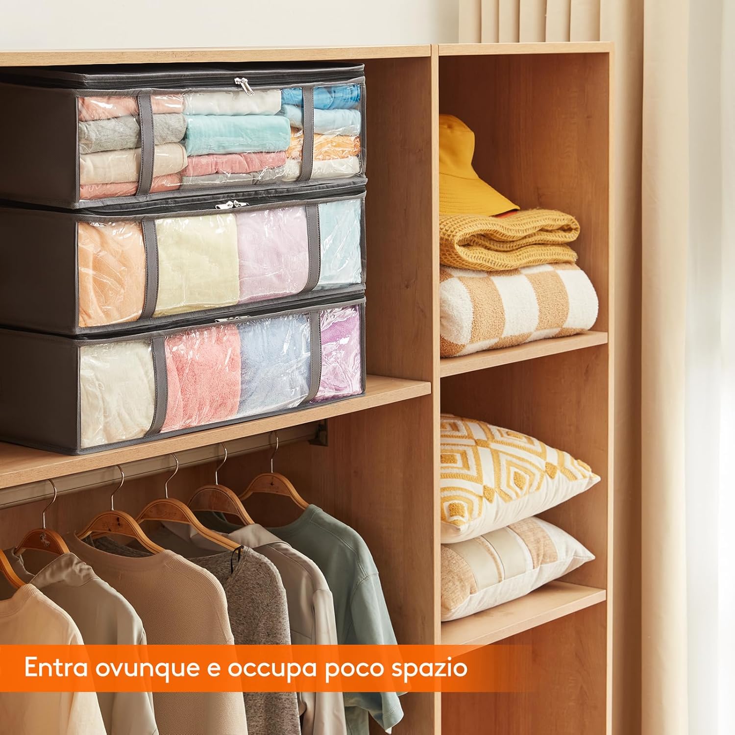 Thumbnail 5 de Lifewit Contenitori Sottoletto in Tessuto con Finestra Frontale – 2 pezzi, 40 L ciascuno