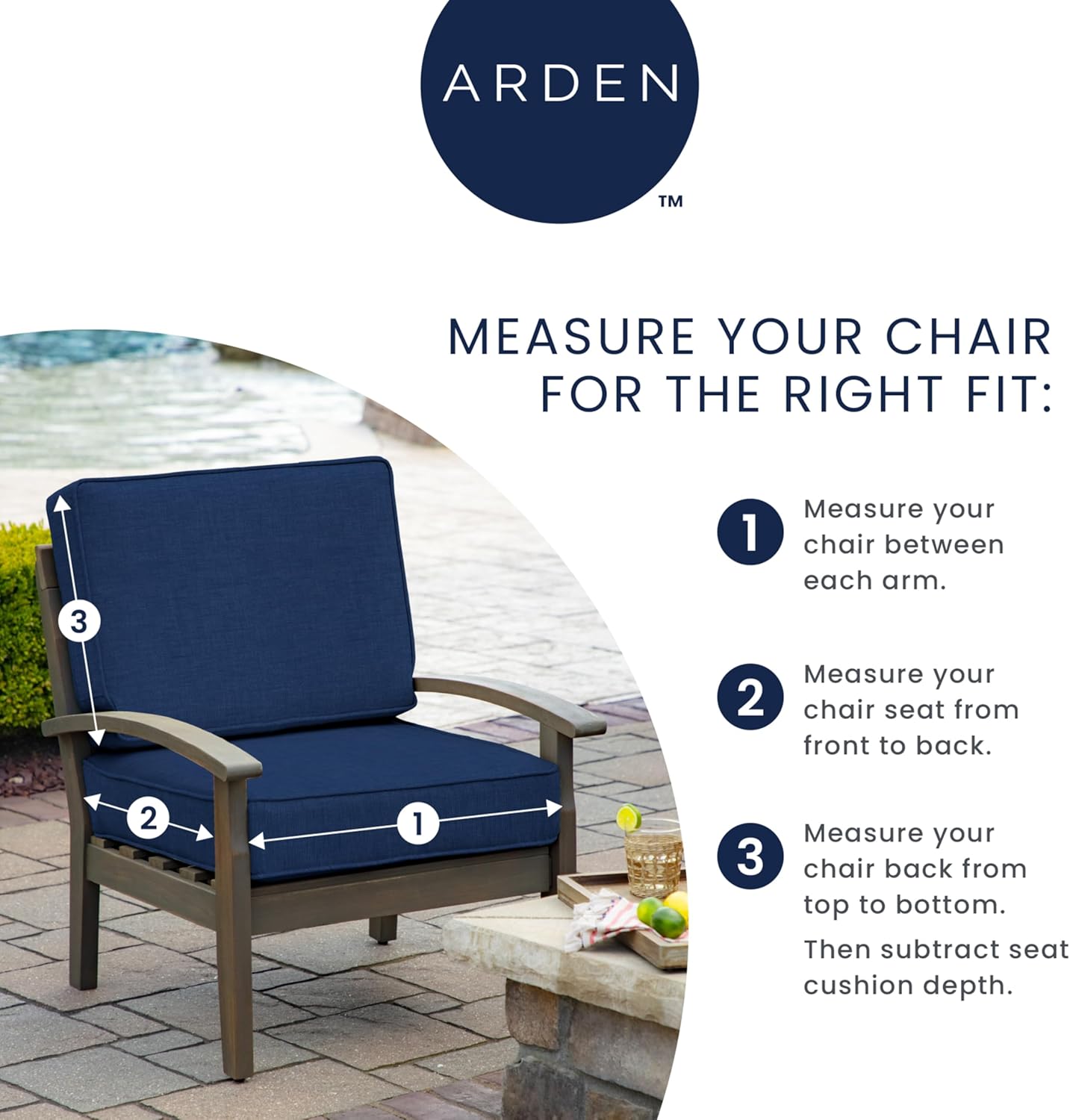 Detalle de Arden Outdoor Deep Seat Cushion Set 24 in x 24 in - Sapphire Aurora Blue Damask