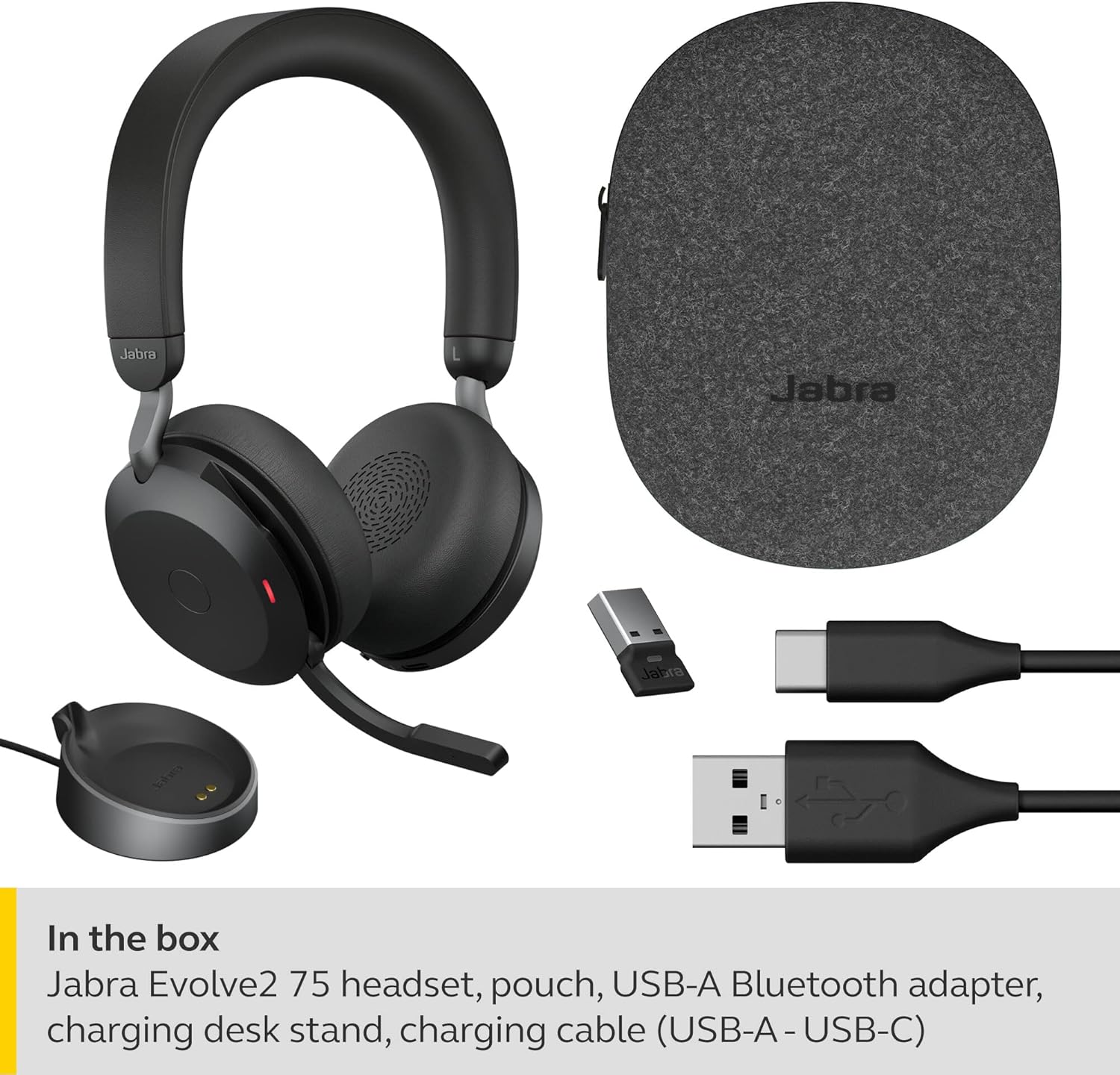 Thumbnail 2 de Jabra Evolve2 75 Wireless PC Headset: libertà di ascolto con docking e 8 microfoni, ottimizzato per Teams