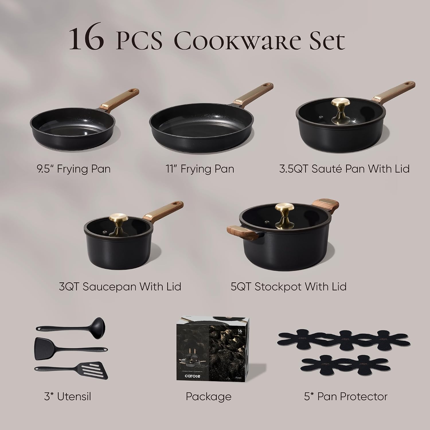 Detalle 2 de CAROTE Ceramic Nonstick Cookware 16pcs