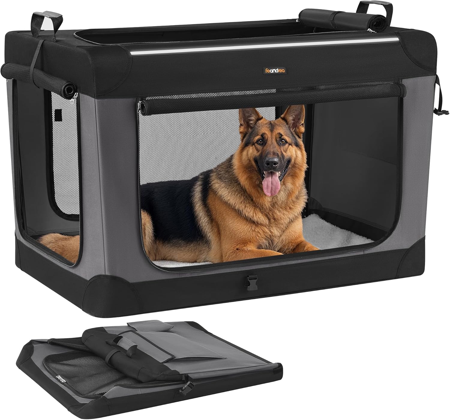 Thumbnail 6 de Feandrea faltbare Hundebox 91,4 cm: Transportbox für große Hunde (bis 35 kg) mit 4 Netztüren, Oxford-Gewebe