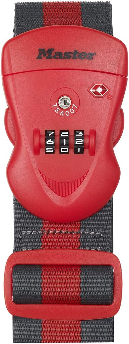 Master Lock 4702EURDRED Cinghia per bagagli con combinazione rossa 2 m x 5 cm