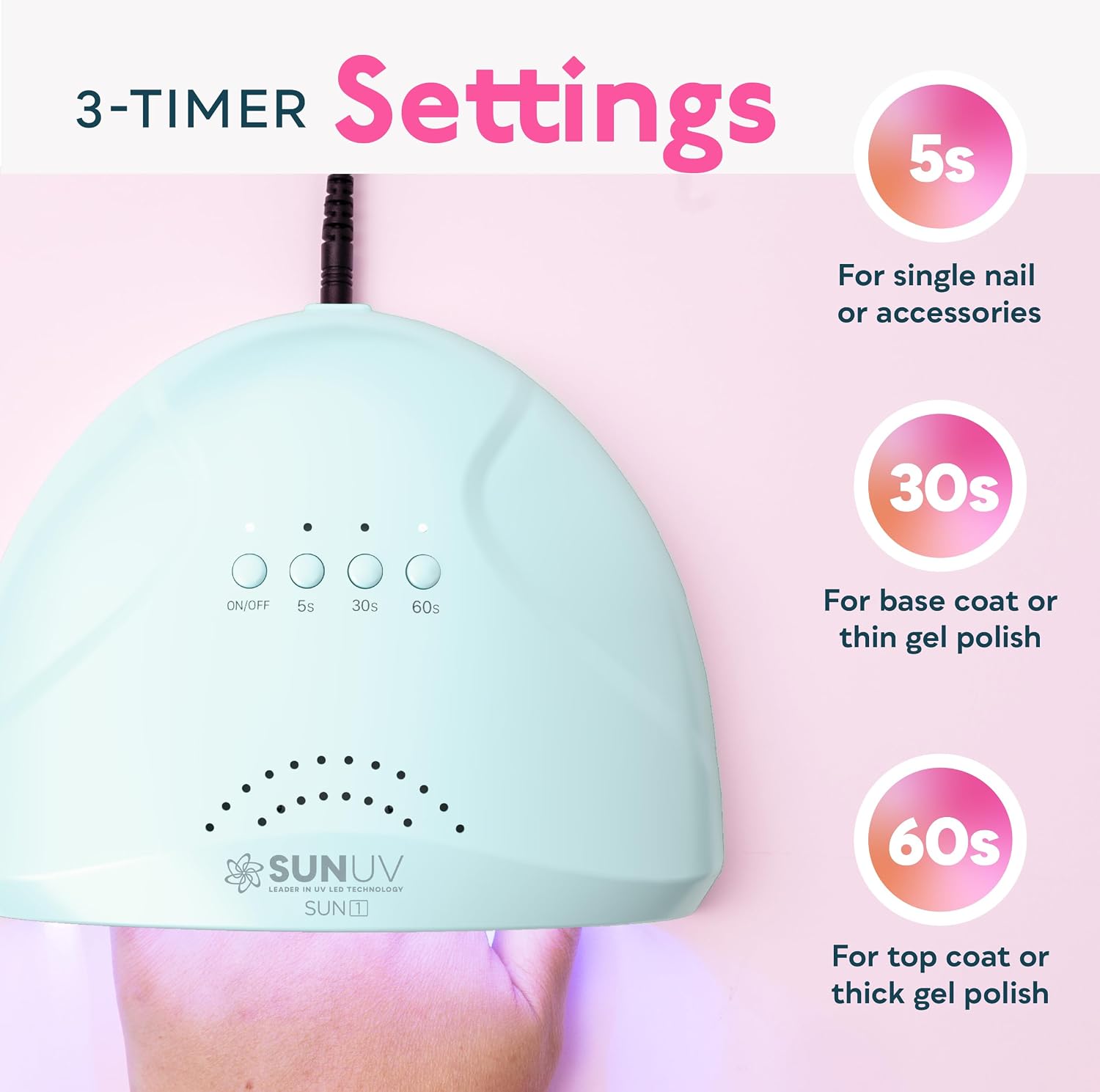 Detalle de SUNUV SUNONE Blue UV LED Nail Lamp with 3 Timers and Removable Base