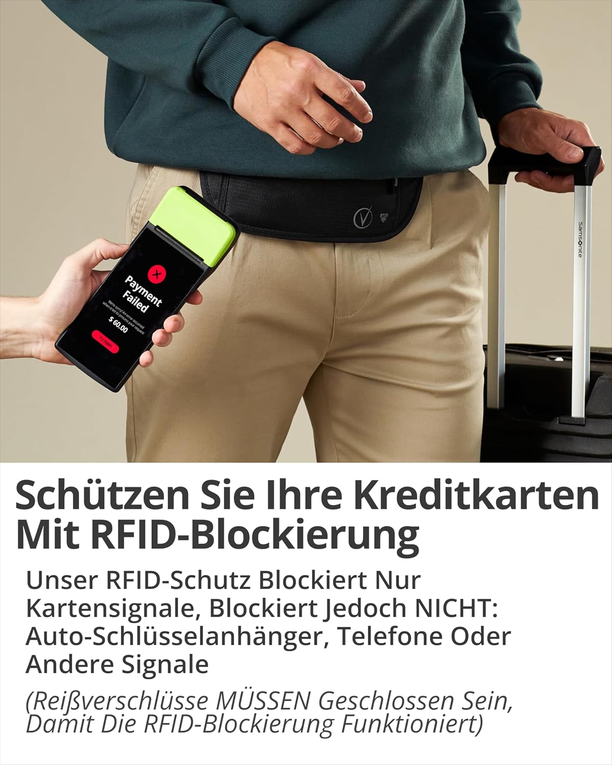 Detalle de Vantamo Bauchtasche mit RFID, 2 Fächer