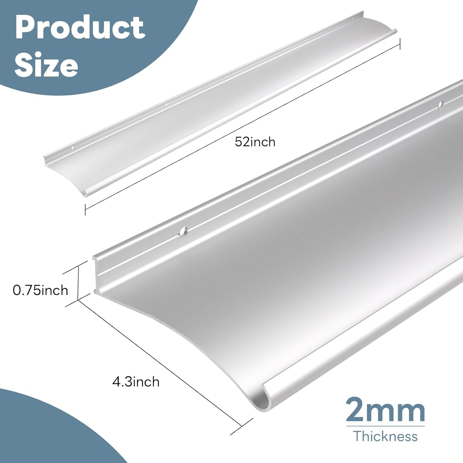 Thumbnail 1 de Orechic Heavy-Duty Aluminum Door Rain Drip Guard (52" x 4" x 0.8"), Extra-Wide 4" Coverage in Silver