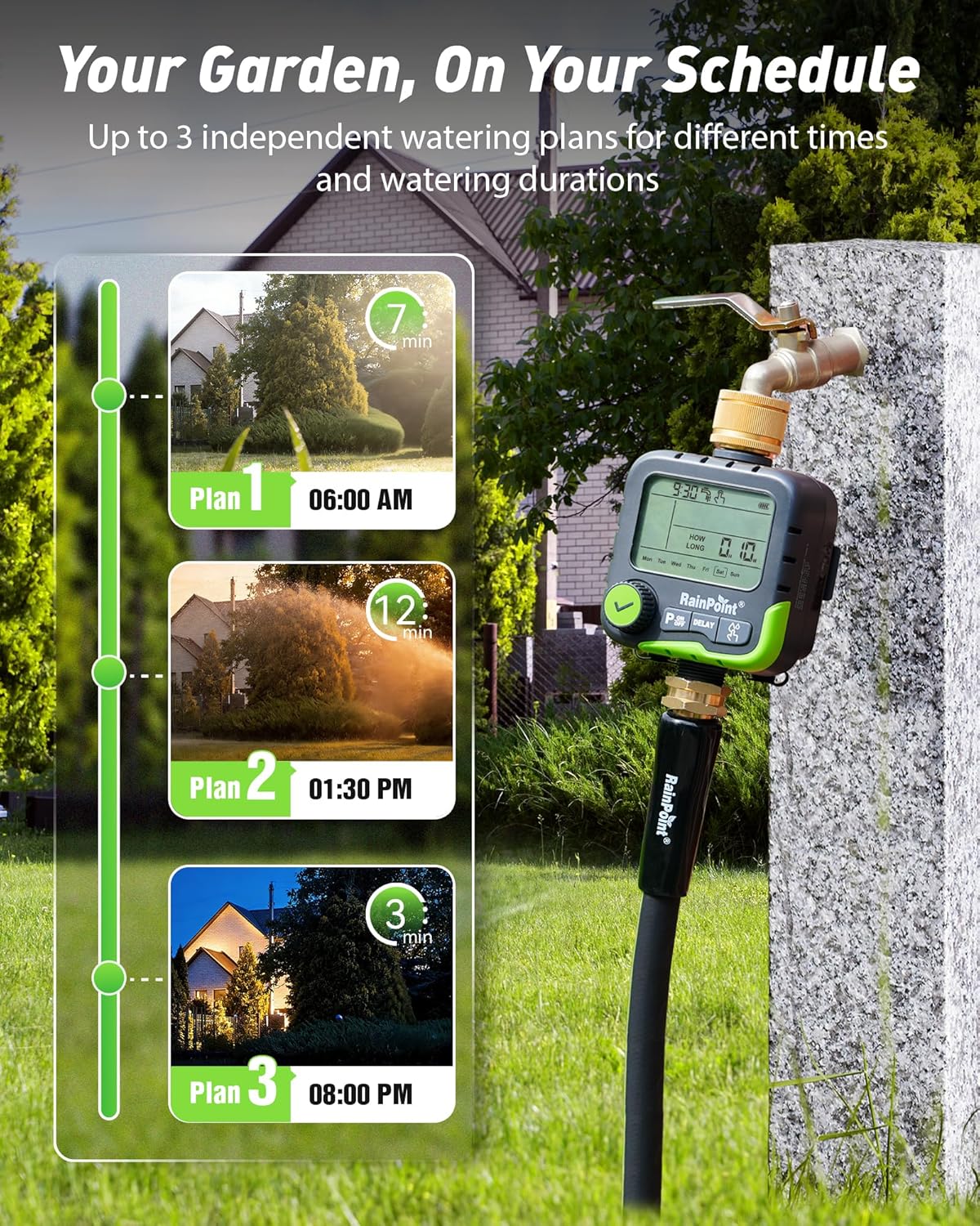 Thumbnail 3 de RAINPOINT Water Timer with 3 Independent Programs and Dual Ports