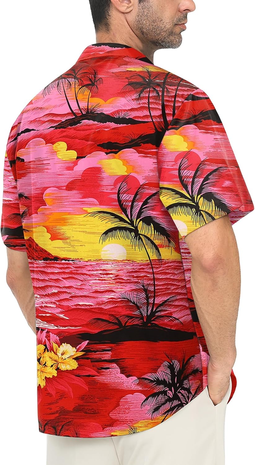 Detalle de Gavliuu Hawaiihemd Männer Blumen – Freizeit-Strandhemd mit Brusttasche, Regular Fit
