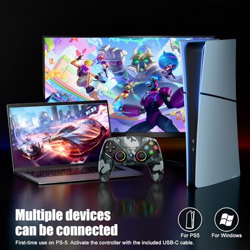 Thumbnail 1 de Dinosoo RGB Wireless Controller for PS5/Pro/Slim/PC