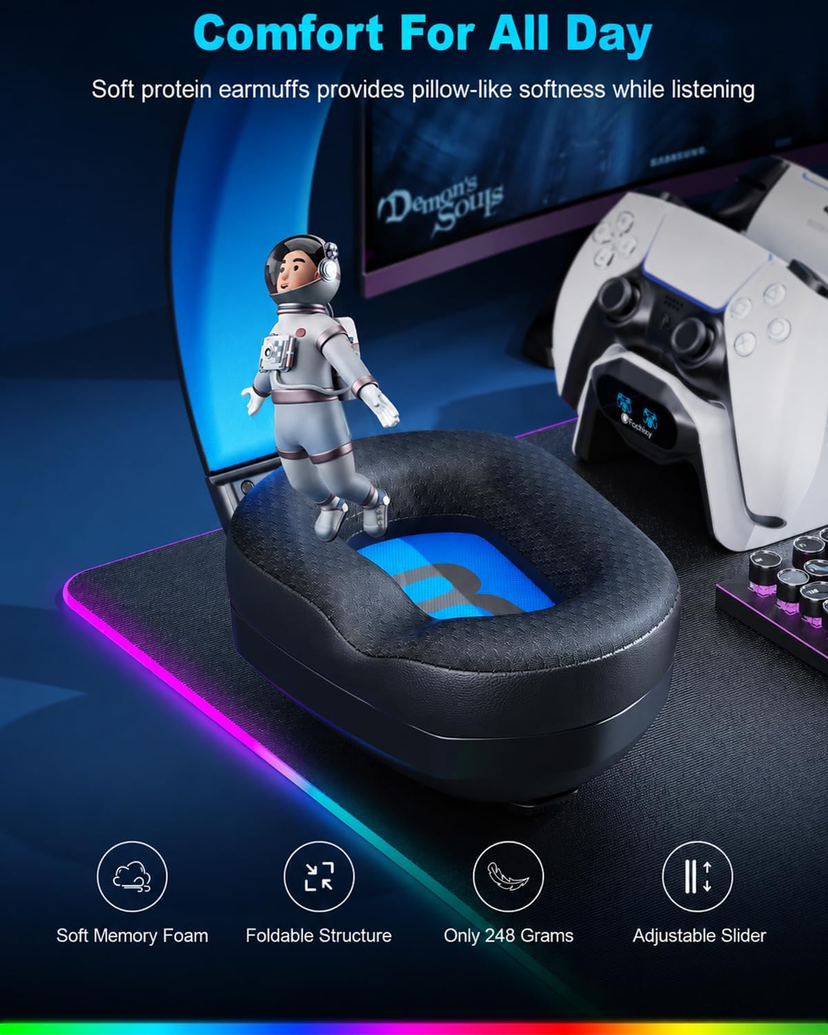 Thumbnail 4 de Fachixy FC300 Wireless Gaming Headset – 50mm Titanium Drivers, 2.4GHz/BT, 80h Battery
