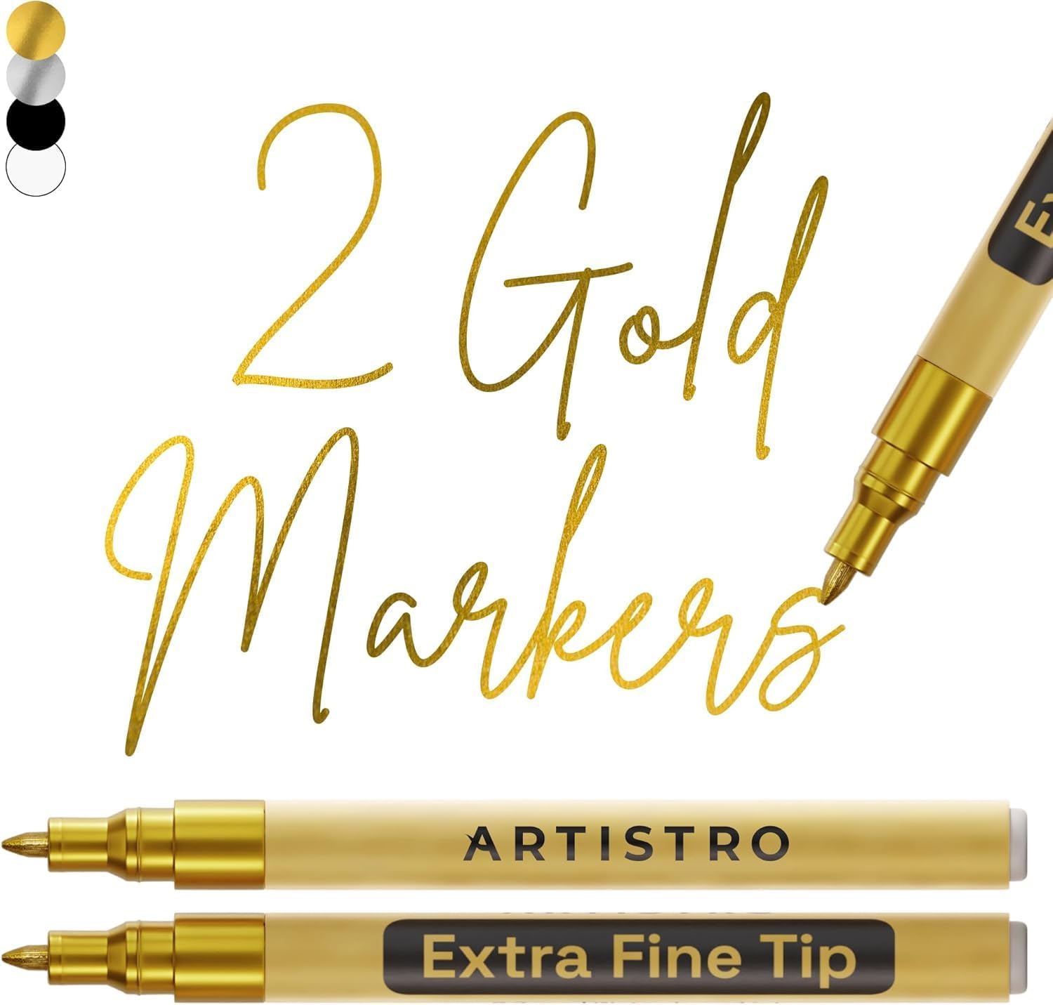 Thumbnail 6 de Artistro 2er-Set Gold Metallic Acrylstifte – 3 mm Spitze für Stein, Keramik, Holz, Glas, Metall, Stoff