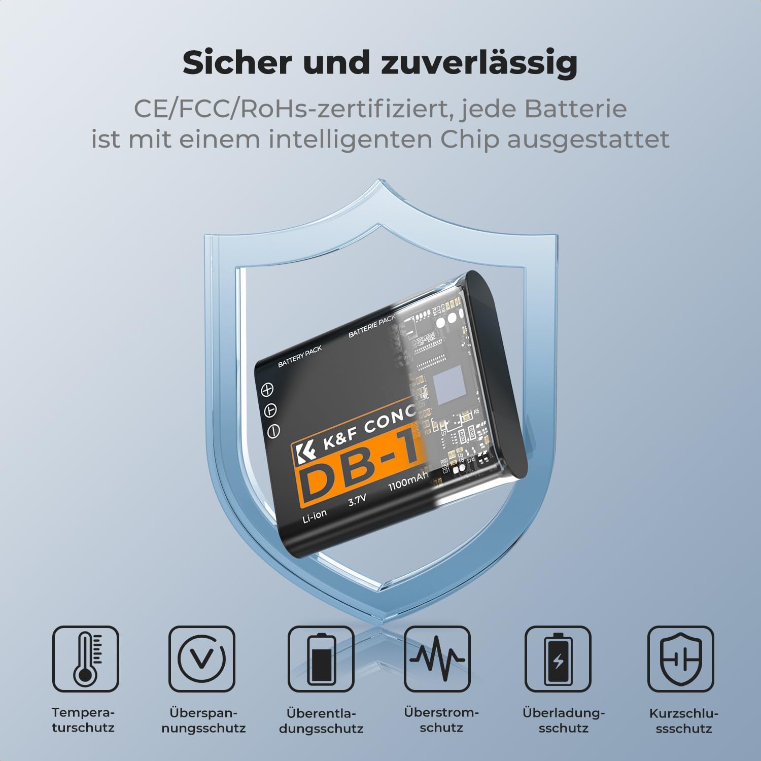 Thumbnail 5 de K&F CONCEPT 2er-Pack Ricoh DB-110 Akku (1100 mAh) mit Dual-Slot-Ladegerät und LCD