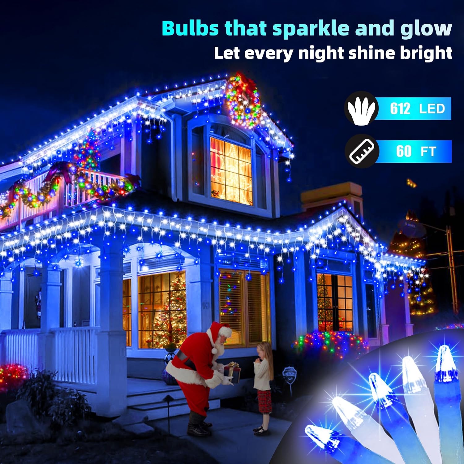 Thumbnail 6 de BPAZVUH UNI-612L LED Icicle Lights, 60 ft, 612 Blue and Cool White LEDs