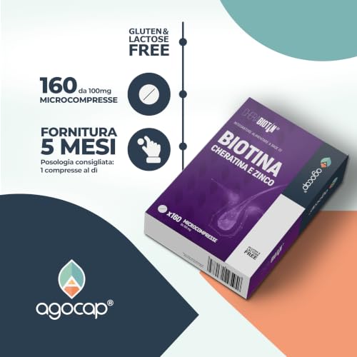 Detalle 2 de Agocap Cherabiotin, integratore per capelli con biotina, cheratina e zinco