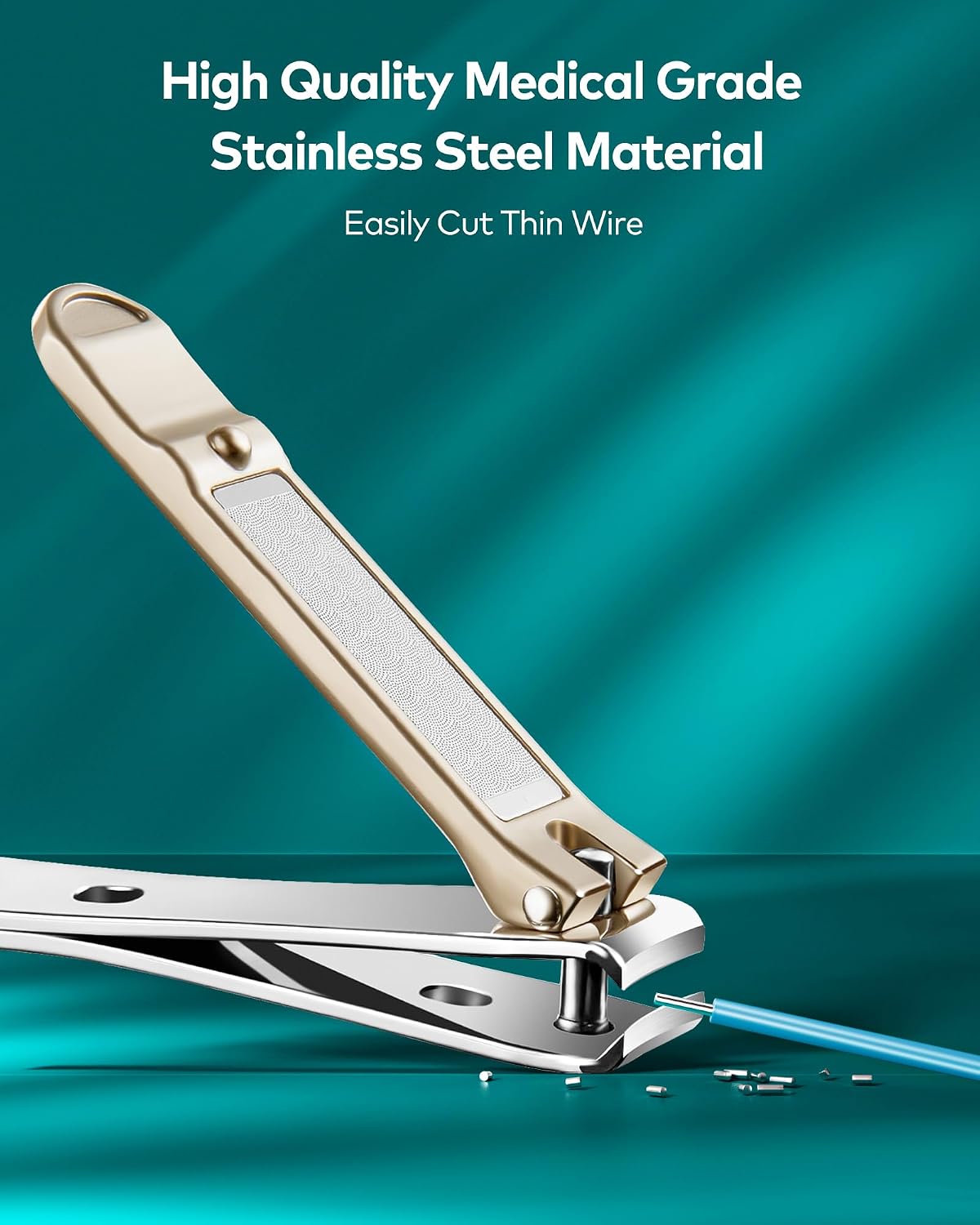 Detalle de MR.GREEN Nail Clipper Set (MR-6103) – stainless steel nail care tools with leather-style case