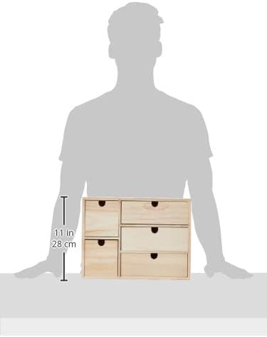 Detalle 2 de Artemio 14002158 Wooden Storage Box, 5 Drawers, Brown Wood, 35 x 15 x 26 cm