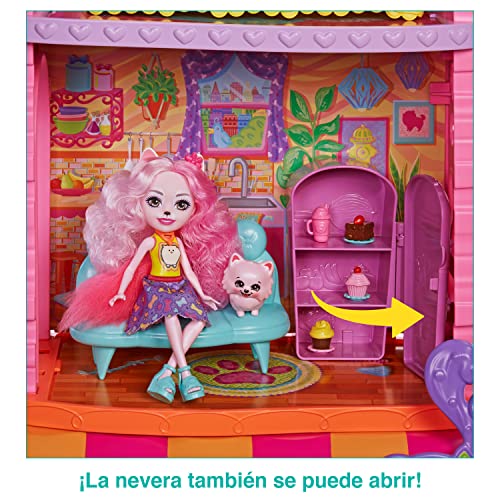Detalle de Enchantimals City Tails Apartamento de Palmer Pomeranian y Pommy — Casa de muñecas 3 pisos (Mattel HHC18)